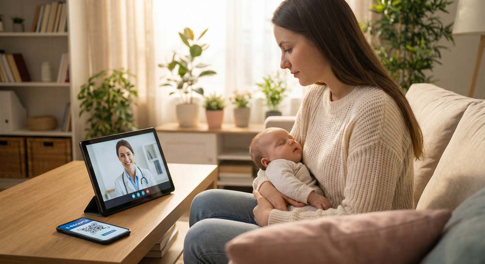 Kobieta w trakcie konsultacji lekarskiej online